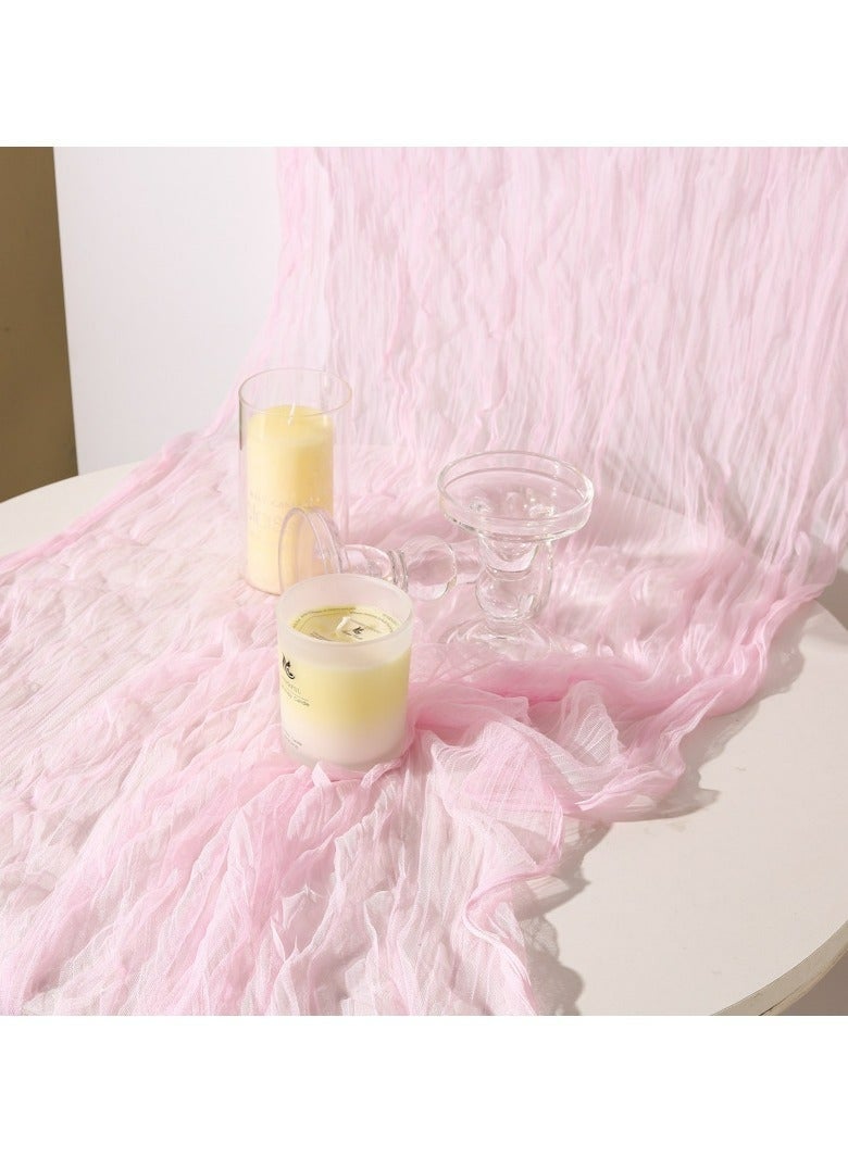 Translucent Table Runner Chessian Tablecloth for Wedding Reception Bridal Shower Party Decoration Table Centerpiece 90*300CM Pink - Image 3